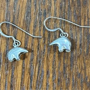 Sterling Silver Native American Inspired Small Bear Fetish Earrings